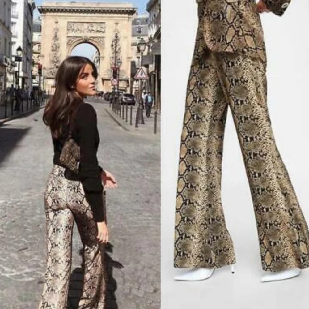 Zara flare snake print trouser bloggers favorite